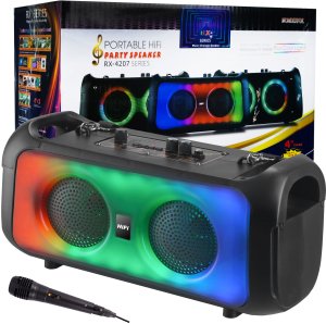 Mocny Głośnik Bluetooth Przenośny Boombox Mikrofon Usb Sd Radio Fm Karaoke 1