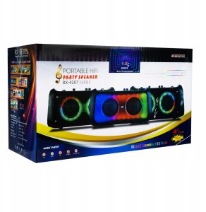 Mocny Głośnik Bluetooth Przenośny Boombox Mikrofon Usb Sd Radio Fm Karaoke 5