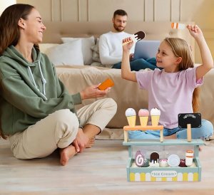 Drewniana Lodziarnia Dla Dzieci Sklep Z Lodami Zestaw Lody Na Patyku Gałki 2