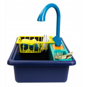 Zlewozmywak Zlew Dla Dzieci Kran Z Wodą Naczynia Sztućce Akcesoria Zestaw 7