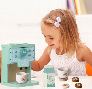 Drewniany Ekspres Do Kawy Dla Dzieci Automat Agd Kawiarnia Filiżanki 3