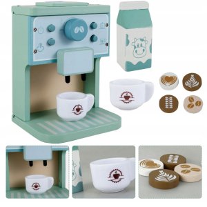 Drewniany Ekspres Do Kawy Dla Dzieci Automat Agd Kawiarnia Filiżanki 4