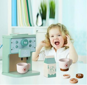 Drewniany Ekspres Do Kawy Dla Dzieci Automat Agd Kawiarnia Filiżanki 10