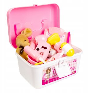 Mały Doktor Zestaw Lekarski W Kuferku Dla Dziewczynki Fartuch Akcesoria 9