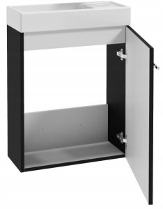 Szafka łazienkowa z umywalką baterią i syfonem wisząca czarna 50x70cm 2