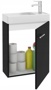 Szafka łazienkowa z umywalką baterią i syfonem wisząca czarna 50x70cm 5