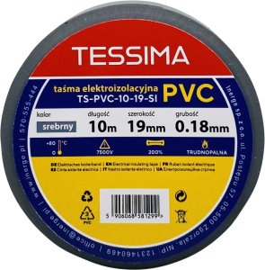 Taśma elektroizolacyjna 10m 19mm 0.18mm srebrna TESSIMA 1