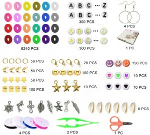 Zestaw Do Tworzenia Biżuterii Bransoletek 110 El xxxxxxxxxxxxxxxxxxxxx + NAKLEJKI NA PAZNOKCIE 11