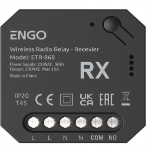 Engo ETR-868 - przekaźnik bezprzewodowy, nadajnik+odbiornik, sterowany radiowo, 868Mhz, 230V 2
