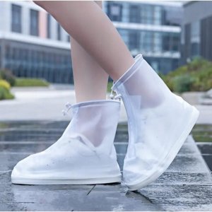 PRZECIWDESZCZOWE NAKŁADKI NA BUTY S (35-36) NA SUWAK, WHITE / BIAŁY 1