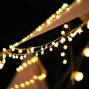 Girlanda 10m (80 lampek LED) USB Gwiazdki + Kulki, CIEPŁY BIAŁY 3