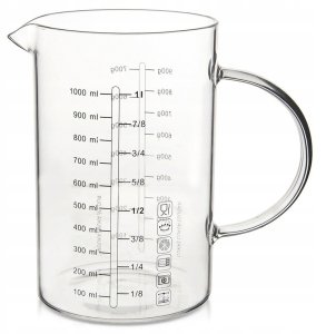 Miarka Kuchenna Miara Kubek z Podziałką Dzbanek Szklana Uchwyt ORION 1 L 2