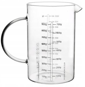 Miarka Kuchenna Miara Kubek z Podziałką Dzbanek Szklana Uchwyt ORION 1 L 4