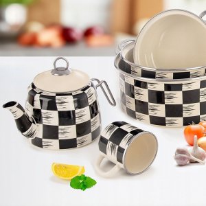 Kubek Emaliowany Nierdzewny Dekoracyjny Indukcja Gaz ORION 400 ml 3