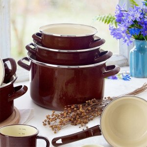 Garnek Emaliowany Brązowy Indukcja Gaz Solidny ORION 20 cm 3 L 3