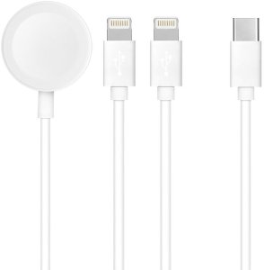 Kabel 3w1 Typ C do 2 x Lightning / Apple Watch 3W 2A C3168 1,2 m biały 1