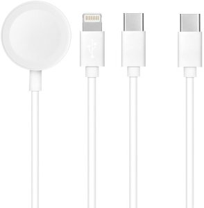 Kabel 3w1 Typ C do Lightning / Typ C / Apple Watch 3W 2A C3169 1,2 m biały 1