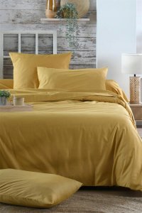 Bawełniane prześcieradło na gumce, żółte, ELYSEE 3