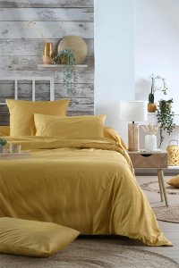 Bawełniane prześcieradło na gumce, żółte, ELYSEE 2