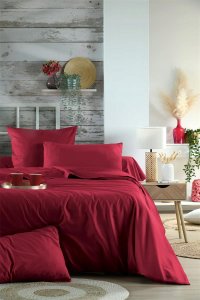 Bawełniane prześcieradło na gumce, czerwone, ELYSEE 2