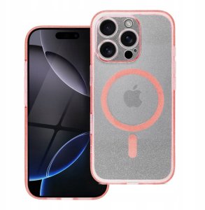 Futerał CLEAR MAG COVER z ochroną aparatu kompatybilny z MagSafe do IPHONE 16 pink glitter 1
