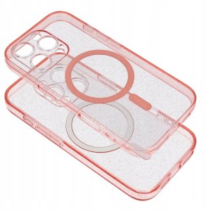 Futerał CLEAR MAG COVER z ochroną aparatu kompatybilny z MagSafe do IPHONE 14 Pro pink glitter 3