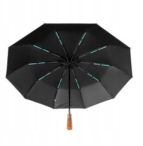Automatyczny składany parasol z drewnianą rączką 10-ramienny XXL 115 cm czerwony 4