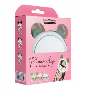 Lampa LED Ring do selfie na telefon RK12 zielony miś 4