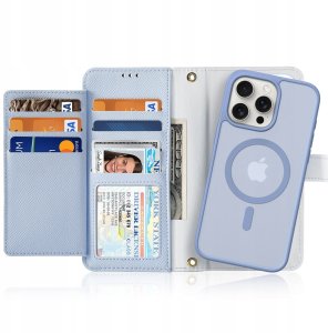 Etui skórzane Dux Ducis Lawa na iPhone 15 - niebieskie 2