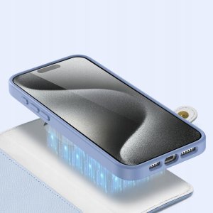 Etui skórzane Dux Ducis Lawa na iPhone 15 - niebieskie 4