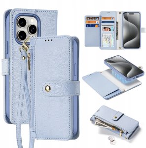 Etui skórzane Dux Ducis Lawa na iPhone 15 Pro - niebieskie 1
