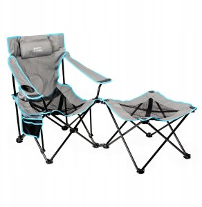 PLATINET CAMPING SET OF 2, FOLDING TABLE/ FOOTREST + CHAIR BLACK BLUE [45907] 2