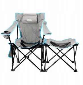 PLATINET CAMPING SET OF 2, FOLDING TABLE/ FOOTREST + CHAIR BLACK BLUE [45907] 5