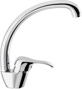 Sink faucet RUBINETA Gala-33 Star with high curved spout, chrome color. 1