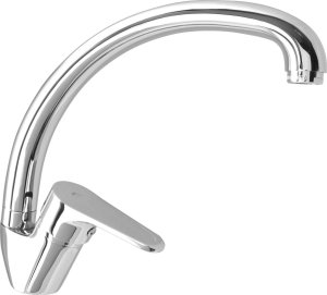 Sink faucet RUBINETA Gala-33 Star with high curved spout, chrome color. 2