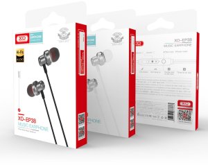 XO SŁUCHAWKI PRZEWODOWE EP38 JACK 3,5mm DOUSZNE SREBRNE 2