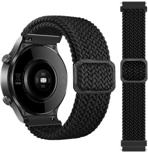 Pleciony pasek do zegarka / smartwatch 20mm, BLACK / CZARNY 1