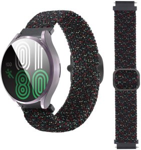 Pleciony pasek do zegarka / smartwatch 20mm, STAR BLACK / WIELOKOLOROWY CZARNY 1
