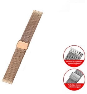 Regulowany pasek ze stali nierdzewnej do zegarka/smartwatch 22mm, ROSE GOLD 3