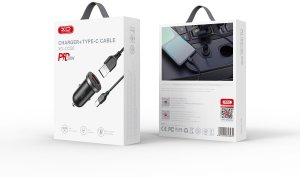 XO ładowarka samochodowa CC56 PD 30W QC+PD Czarna + KABEL USB-C 2