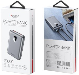 Yesido Powerbank YP47 20 000 mAh 22.5W + PD20W, LED, SILVER / SREBRNY 2