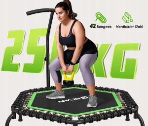 BCAN Mini trampolina fitness z uchwytem 250 kg 123 cm nowa 2