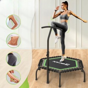 BCAN Mini trampolina fitness z uchwytem 250 kg 123 cm nowa 5