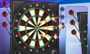 Coanhctm Elektroniczna tarcza do darta 12 rzutek 34 gry dla 1-8 graczy 12