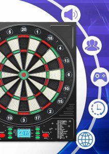 Coanhctm Elektroniczna tarcza do darta 12 rzutek 34 gry dla 1-8 graczy 6