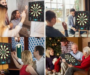 Coanhctm Elektroniczna tarcza do darta 12 rzutek 34 gry dla 1-8 graczy 10