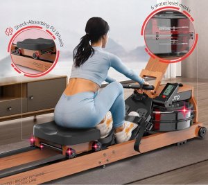 Wioślarz treningowy JOROTO MR280PRO wodny dębowy składany 150kg nowy 8