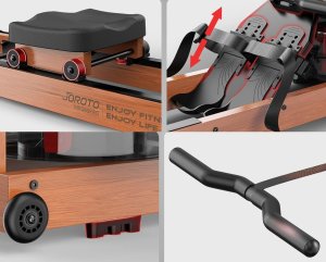 Wioślarz treningowy JOROTO MR280PRO wodny dębowy składany 150kg nowy 9