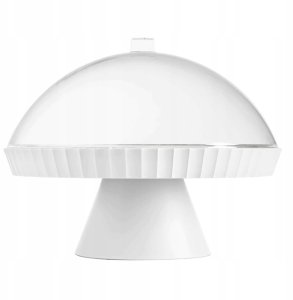 AGORA Patera do ciasta z pokrywą biała 2