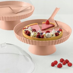 AGORA Patera do ciasta z pokrywą różowa 2